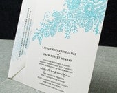 Lauren Lace Wedding Invitation - Teal Lace Custom Invitation (Sample)