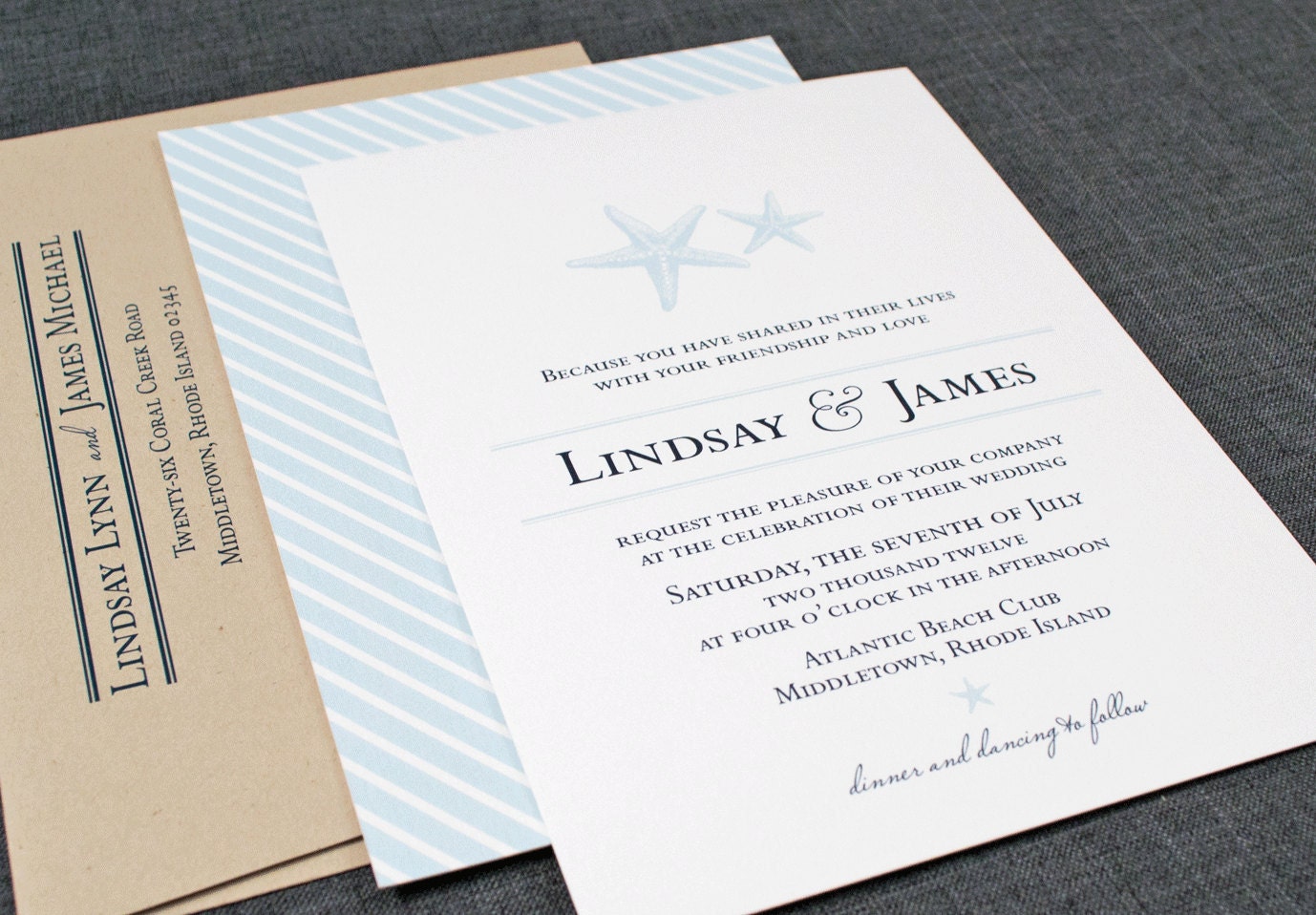 Lindsay Starfish Wedding Invitation - Beach Destination Invitation (Sample)
