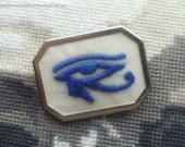 CUSTOM Made Eye Of Horus Brooch Pin, Hand-Embroidered Miniature in Silk, You Pick The Colour. FREE SHIPPING