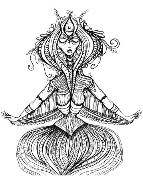 Prophetess of Healing pen and ink drawing art print