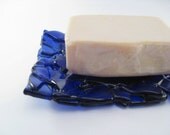Recycled Glass Soap Dish Cobalt Blue