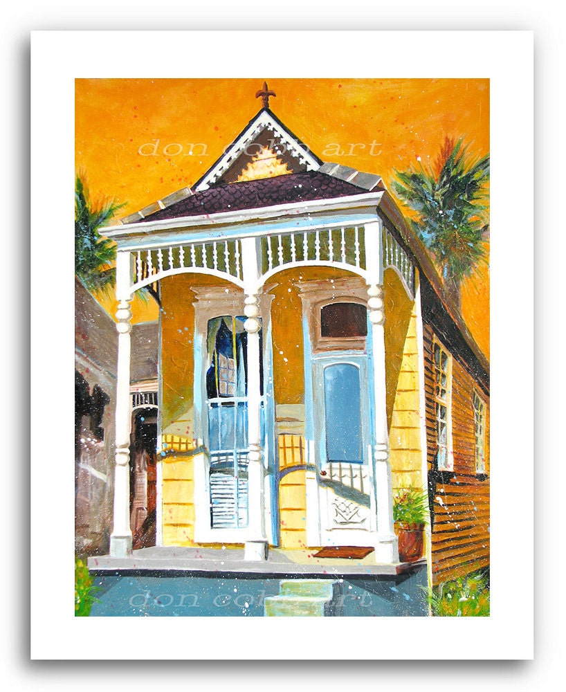 New Orleans Art Garden District House 11x14" Signed Numbered Art Print "Nola House"