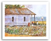 Folk Art "Down In Louisiana" Cotton Fields 11x14" Signed and Numbered Art Print