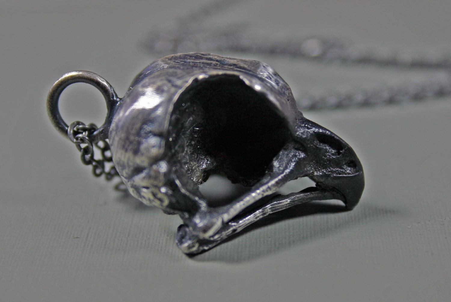 the underworld. part ii. sterling baby owl skull necklace.