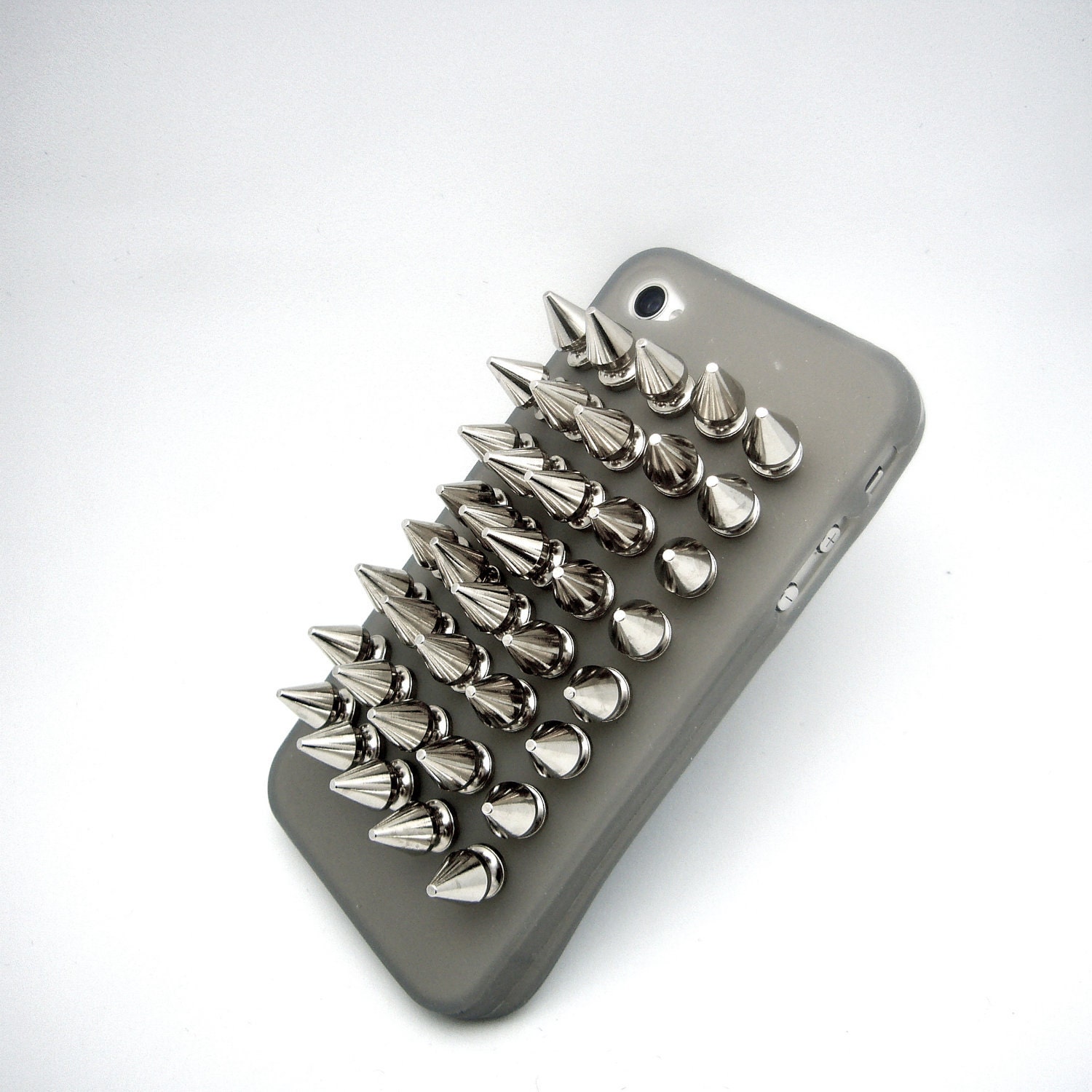 Weapon of Mass Communication: Spiked and studded iPhone 5 case in Gray/Silver