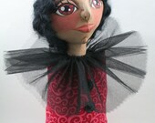 Primitive Halloween Doll - Devil Girl with Horns - Appalachian Folk Art