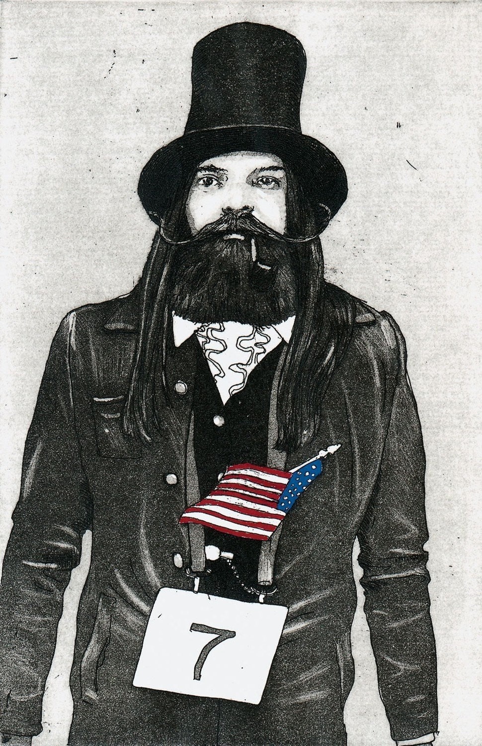 Bearded Man Number 1 original etching print