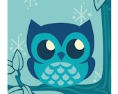 Cute Blue Owl 8x10 Print by Geri Shields