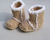 Baby Snow Booties  Beige Crochet  Uggs Style Boots