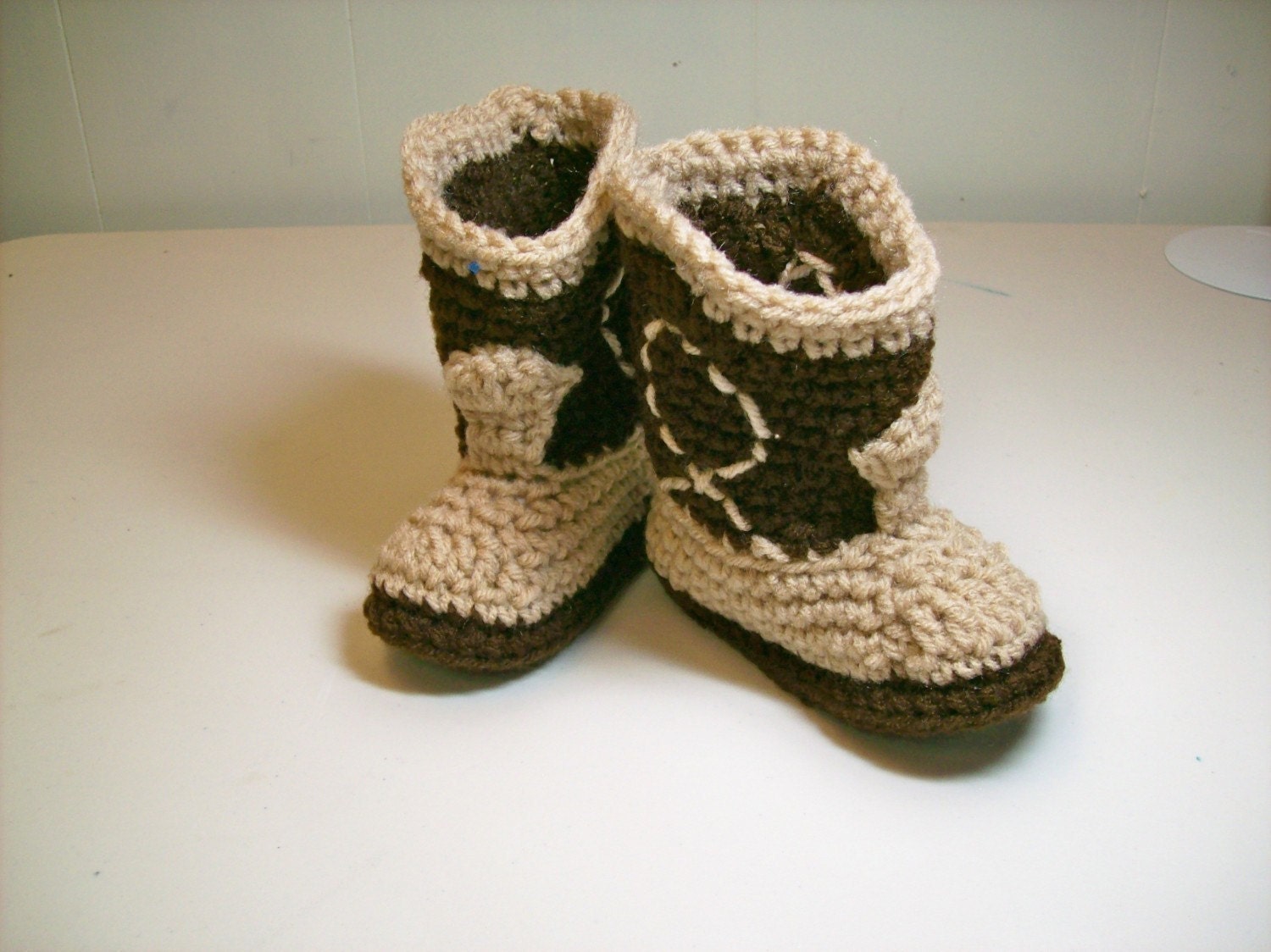NEWBORN Baby Cowboy Booties - Two-Tone Brown