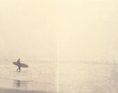 California photography, surfer photograph, Venice Beach art, ocean foggy winter morning silver pale grey water seaside for him dudes fathers