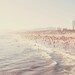 Los Angeles photography, Santa Monica beach photo, pale icy blue foamy waves, summer west coast vacation, California seaside, La La Land