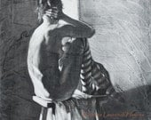 Nude Female Figure wearing Striped Tights - "The Center Ring" - Fine Art Reproduction