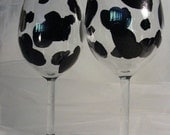 painted cow print wine glasses - oversize 18oz wine