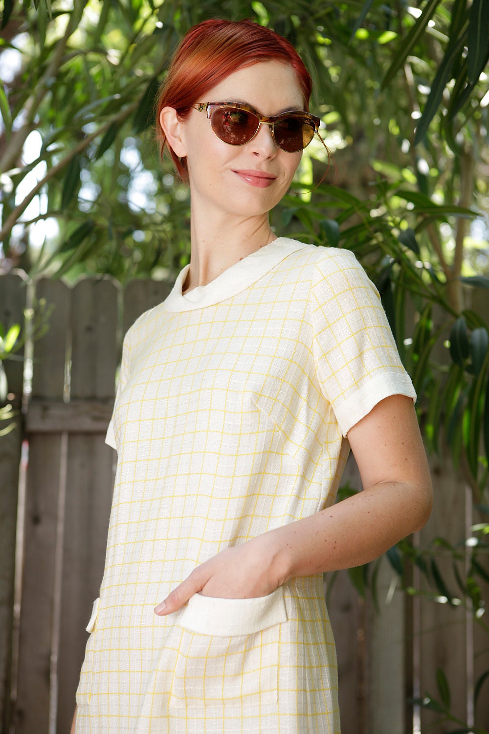 1960's Lemoncello shift dress with front patch pockets