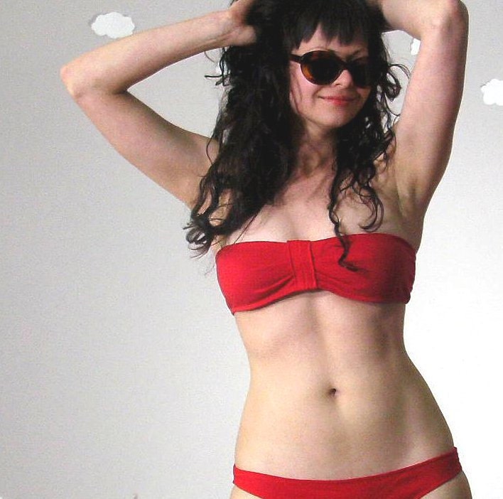 Eco bikini custom fit vintage inspired upcycled cotton swimsuit BEACH BUM