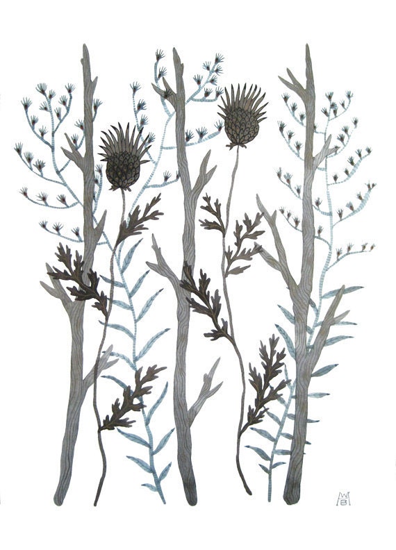 Grey Garden large original watercolor painting