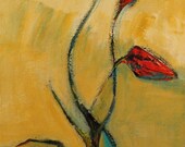 Abstract Floral Painting: 12 x 24 inch Original Contemporary Acrylic Art on Canvas by Robin Pocisk