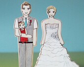 Custom Wedding Cake Topper Couple with Baby in Arms