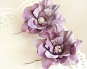 pastel purple flower hair pins, rhinestone bobby pins - DAYDREAM - wedding hair accessories, lavender wedding, hair clip