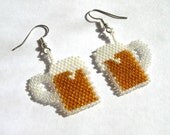 Beer Mug Seed Beaded Very Unique Dangle Earrings A Gotta Have Item