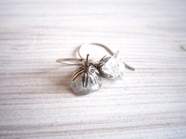 Fleur II Posy Drop Earrings in Crystal and Silver