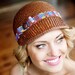 Womens Cloche Riding Hat Chevron Ribbon Accent