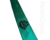 Lucky 13 neck tie, men's kelly green tie. shamrock Irish tie