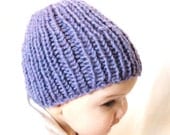 knit baby hat and photo prop - stretchy, for first year and beyond - amethyst, in stock and ready to ship