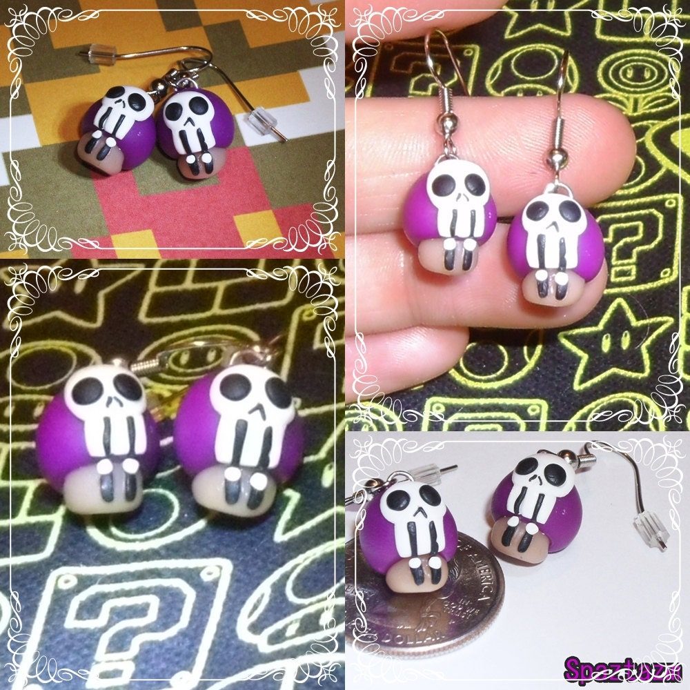 Purple Poison Death shroom Earrings