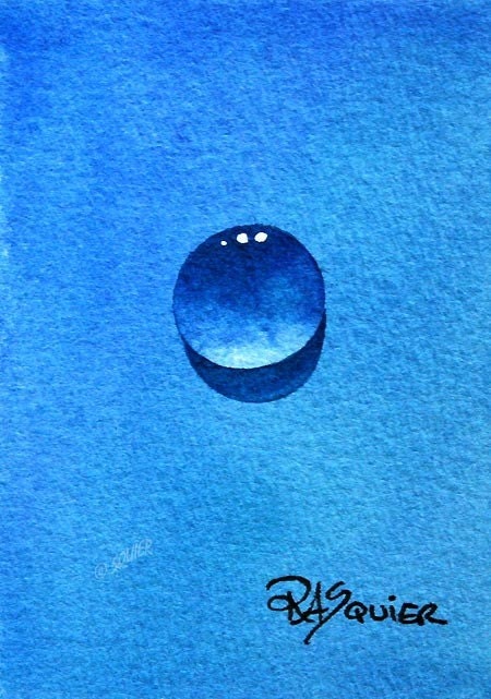 True Blue Dew Drop Original Watercolor Painting ACEO