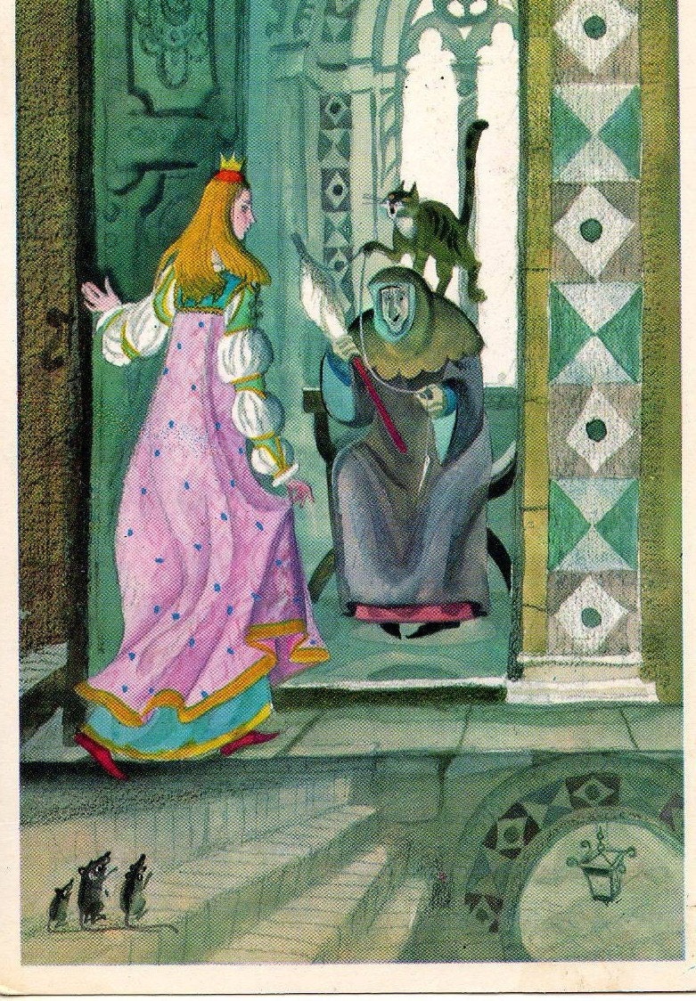 vintage postcard Russian fairy tale, Brothers Grimm ''Tsarevna Shipovnik'',illustrated by G.Dmitriyeva,  8