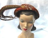 40's 50's Incredible Vintage Pheasant Feather Hat