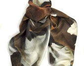 SILK SCARF - "Silver Poplar" Fine Art Fallen Leaves Nature Image on Habotai Silk - 14" x 72" - wearable art