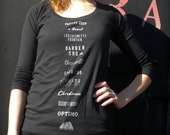 Women's Long Sleeve NYC Storefront Signs, in Black Deep Scoop Neck M, L, XL