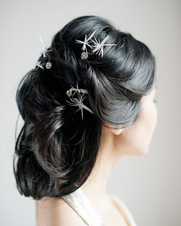 Bridal Hairpins: Starburst Feathers and Swarovski Crystals