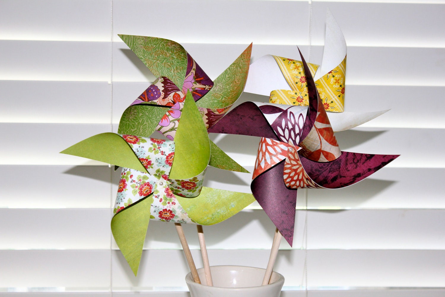 PINWHEELS Large Twirlable Wedding Pinwheels FRENCH FLORAL Garden