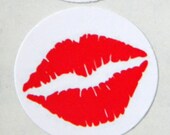 Lip Stickers - Set of 12 1 1/4 Inch Handmade, Red Kissy Lips , Smooch Il_170x135