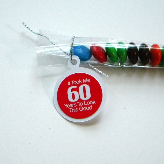 60th Birthday Party Favors - It Took Me 60 Years to Look This Good, Red, White, Set of 12 Candy Treat Bags Il_570xn