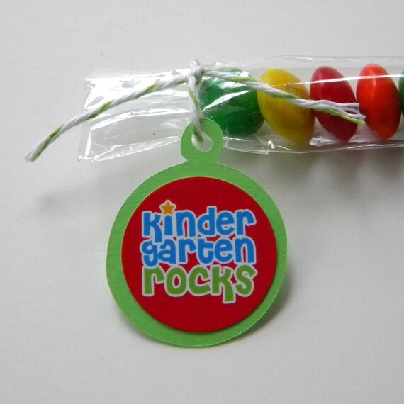Kindergarten Rocks Candy Bag Favors, Set of 12, Lime Green, Red Il_570xn