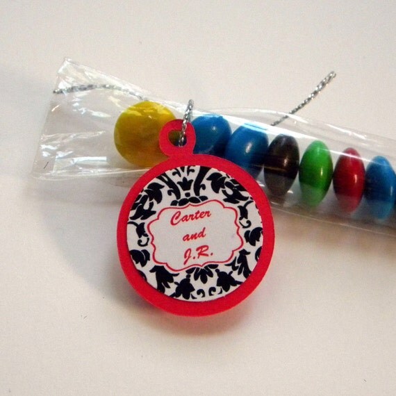 Personalized Wedding, Bridal Shower Favors, Damask, Set of 12, Candy Treat Bags Il_570xn