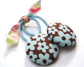 Ponytail Holders Aqua and Brown