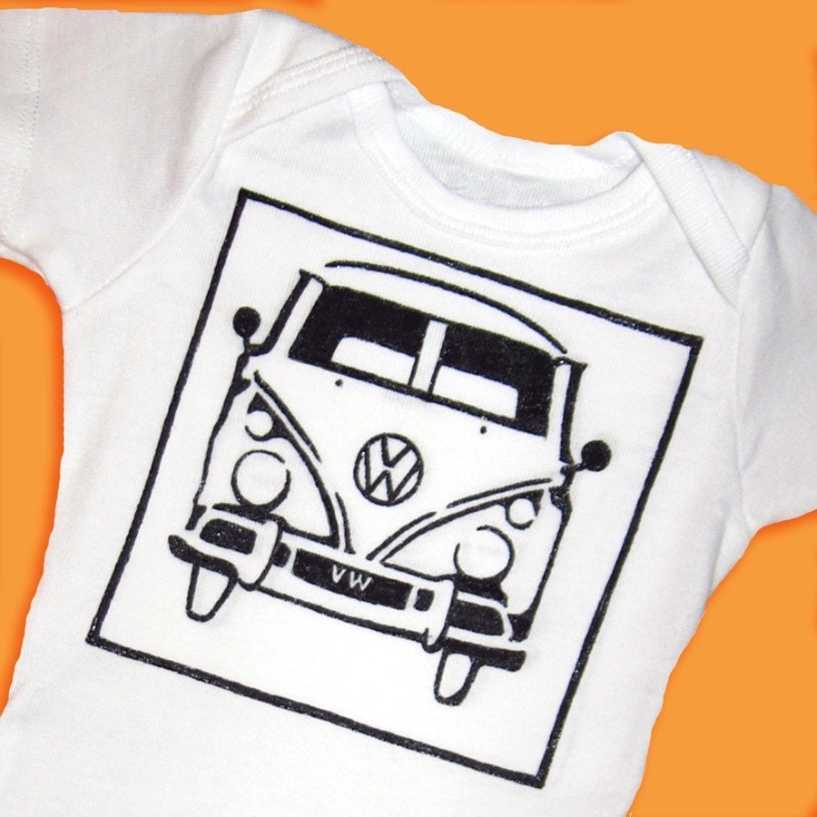 Hand Painted Volkswagen Bus Baby Bodysuit or Kid's T-Shirt (pick your size) baby shower gift - VW - vanagon - VW Bus - retro onesie