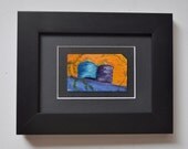 ART Original Oil Painting NYC Water Tower on Upcycled Subway Card