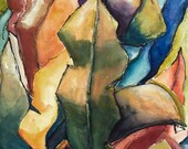 Art Painting Watercolor Tropical Banana Leaves Jamaica Caribbean Jamaica Foliage