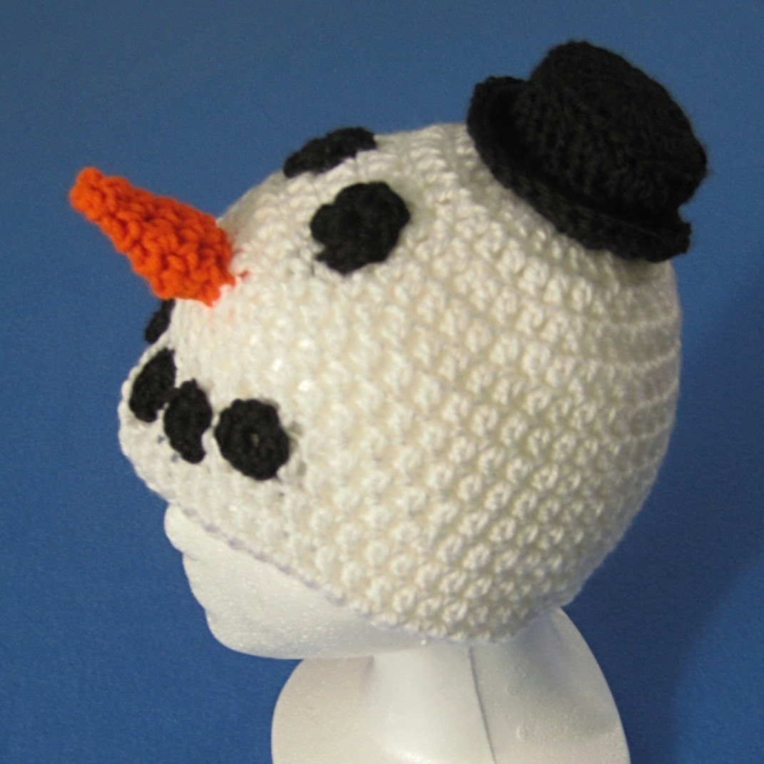 Crochet Pattern -- Snowman Hat for Baby, Toddler, or Child -- Four Sizes