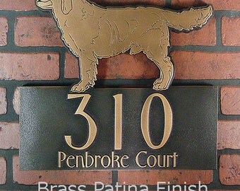 Retriever Lab Dog Address Plaque, Canine Home Numbers, Made in USA