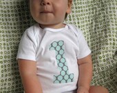 1 Onesie - Birthday Bodysuit - Baby Boy Onesie - Blue Dots by Amy Butler