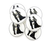 6 Bride and Groom Buttons. Handmade Buttons.   Wedding Themed Buttons for Sewing. 3/4" or 20 mm.