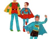 1970s Simplicity 8714 Childs  Superheros  Batman Robin Superman Costume Pattern Boys and Girls Vintage Sewing Pattern Size 4 Chest 23
